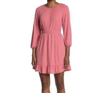 Collective Concepts Waffle Knit A-Line Dress Pink Size Large NWT 5555